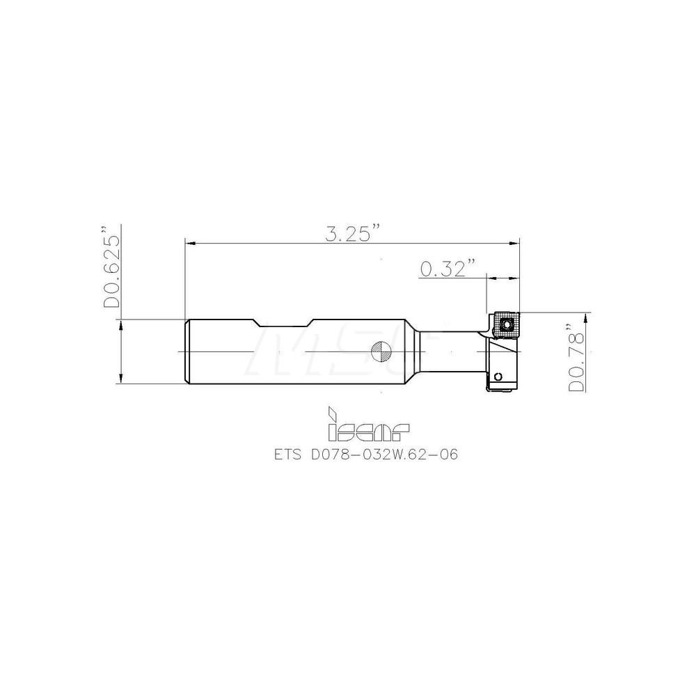 Iscar 0.78" Cut Dia, 0.32" Cut Width, 5/8" Shank Dia, Indexable T-Slot Cutter - 3100577