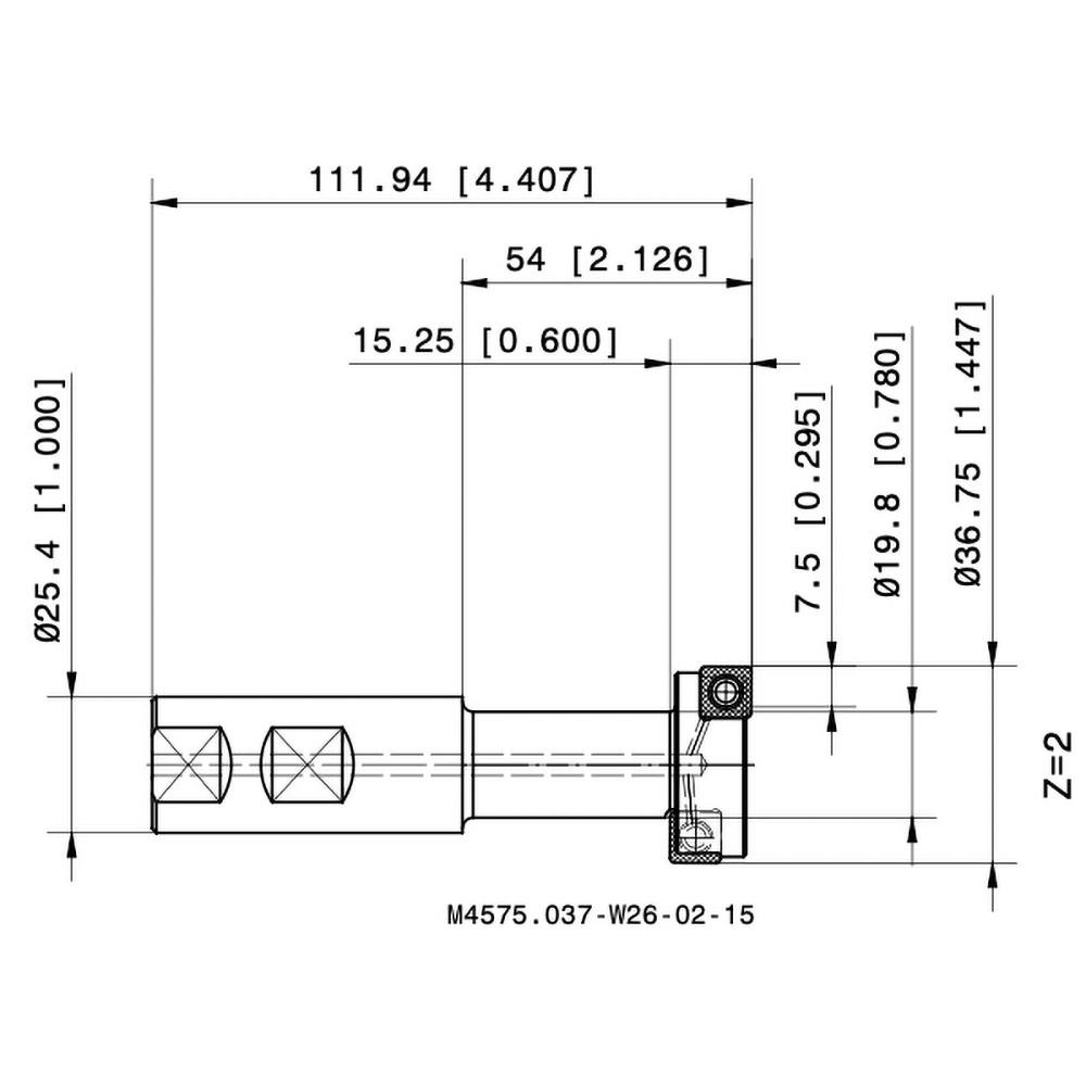 Walter 1.447" Cut Dia, 0.6" Cut Width, 1" Shank Dia, Indexable T-Slot Cutter - 6795973