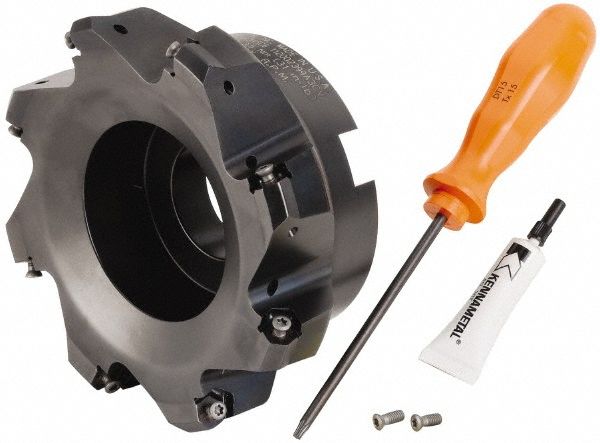 Kyocera 127mm Cut Dia, 1-1/2" Arbor Hole, 6mm Max Depth of Cut, 45° Indexable Chamfer & Angle Face Mill - THN04513