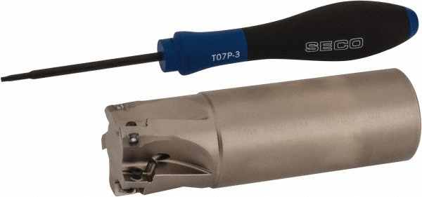 Seco Indexable Square-Shoulder End Mill: R217.69-01.25-3-10-5A, 1-1/4" Cut Dia, 0.354" Max Depth of Cut, 1-1/4" Dia Weldon Flat Shank - 02772731