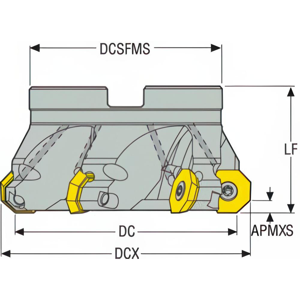 Seco 92mm Cut Dia, 27mm Arbor Hole, 5mm Max Depth of Cut, 43° Indexable Chamfer & Angle Face Mill - 00090771