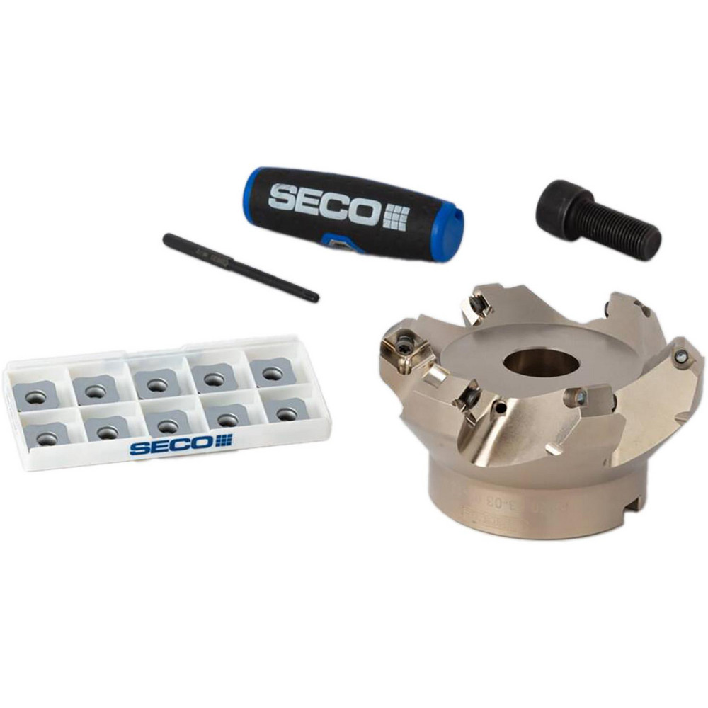 Seco 8.42" Cut Dia, 2-1/2" Arbor Hole, 0.236" Max Depth of Cut, 45° Indexable Chamfer & Angle Face Mill - 02422151