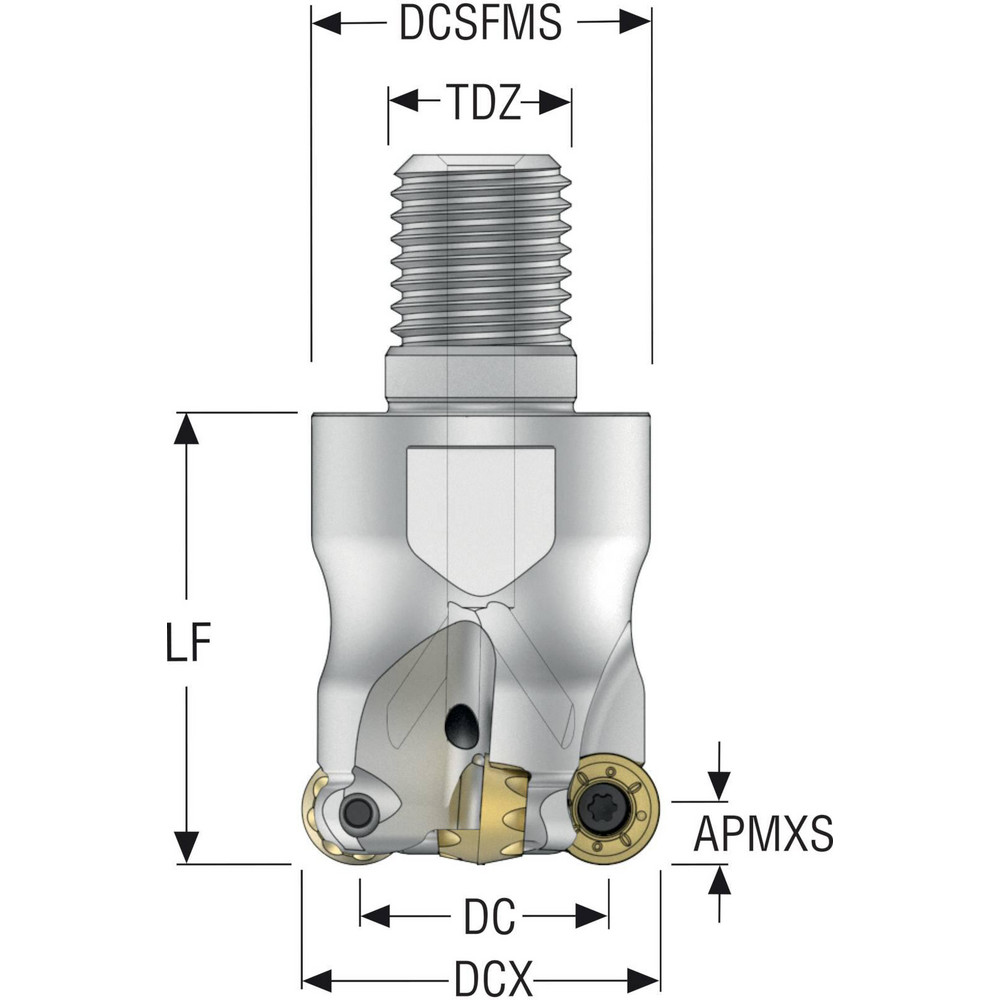 Seco Indexable Copy End Mill: 5 mm Max Depth of Cut, Through Coolant - 03278809