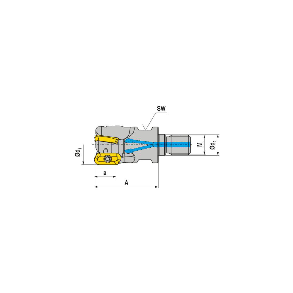 Ceratizit Indexable Square-Shoulder End Mill: GHSC.16.R.02-11, 16 mm Cut Dia, 10 mm Max Depth of Cut, 8" Dia Modular Connection Shank - 55107016