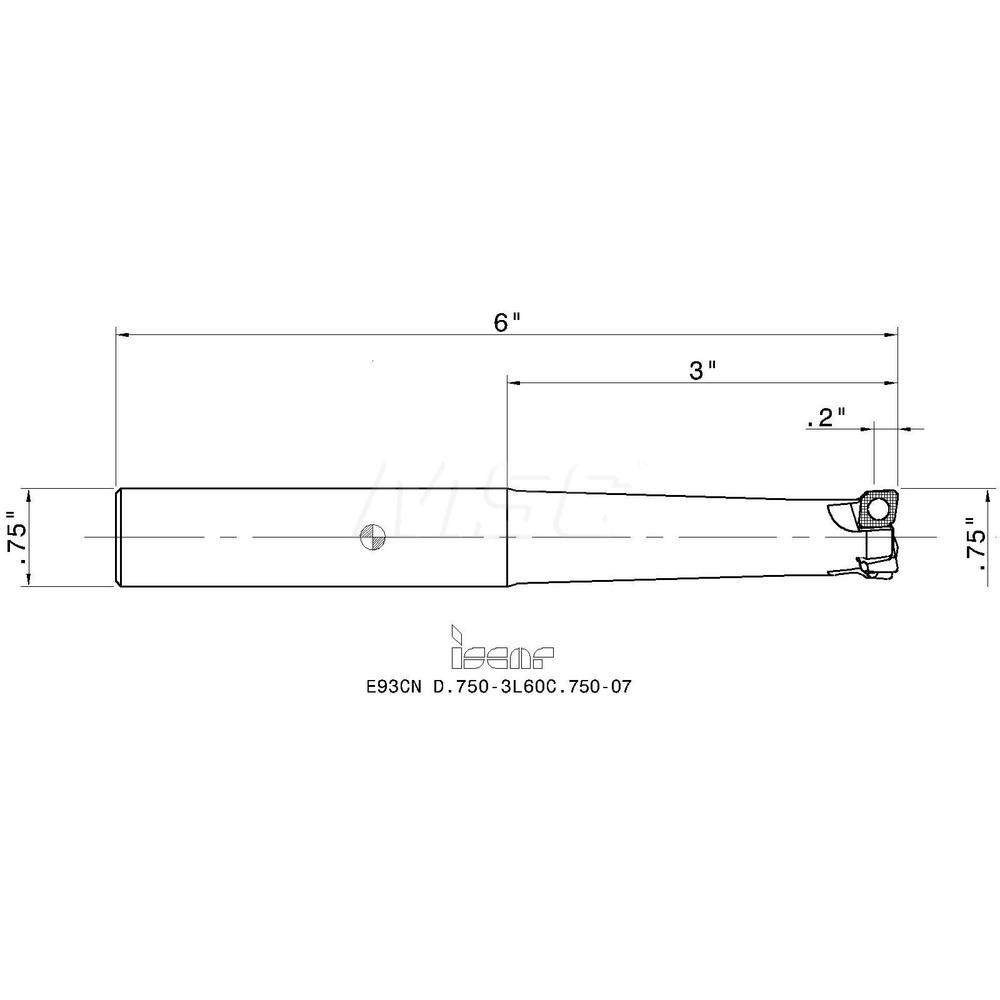 Iscar Indexable Copy End Mill: 3/4" Cut Dia, 0.2" Max Depth of Cut - 3103478