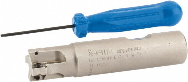 Iscar Indexable Square-Shoulder End Mill: HP E90AN-D.75-5-W.75-7, 3/4" Cut Dia, 0.303" Max Depth of Cut, 3/4" Dia Weldon Flat Shank - 3103899