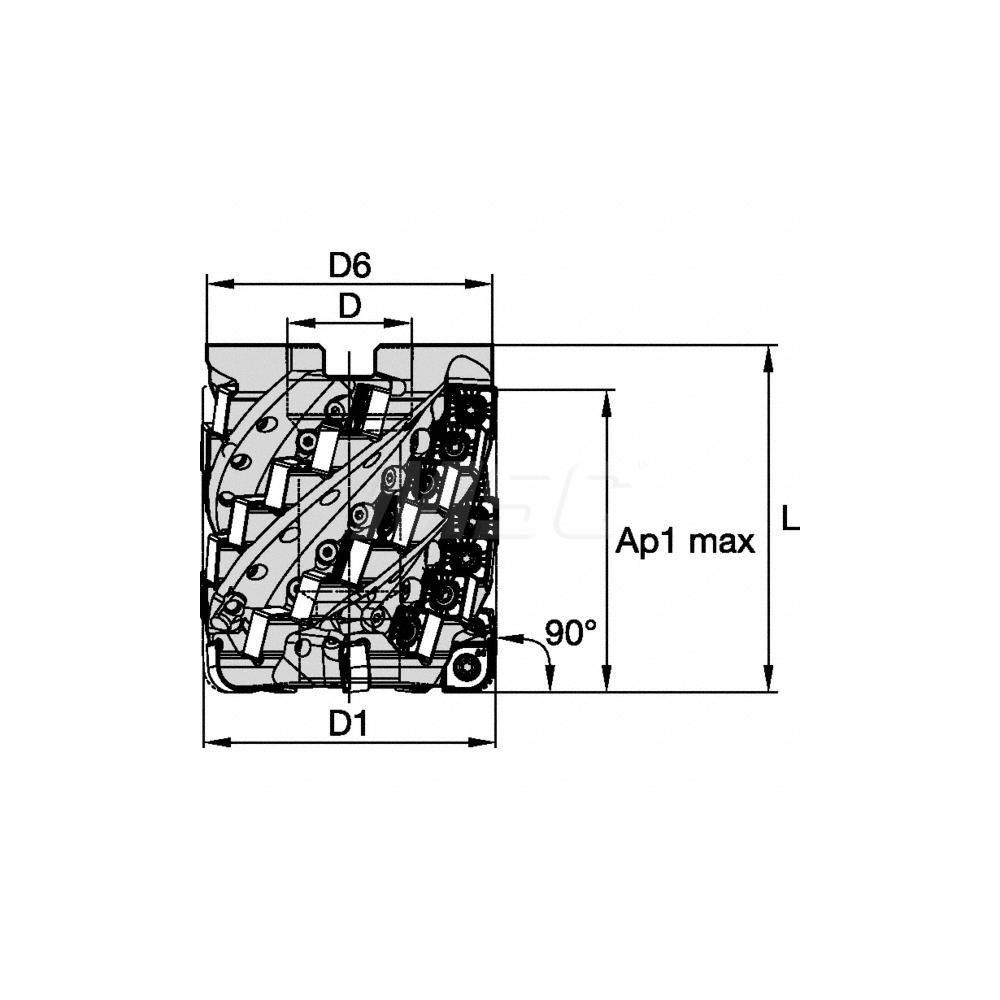 Kennametal 63mm Cut Dia, 27mm Arbor Hole Dia, 81.18mm Max Depth, Indexable Square-Shoulder Face Mill - 6423303
