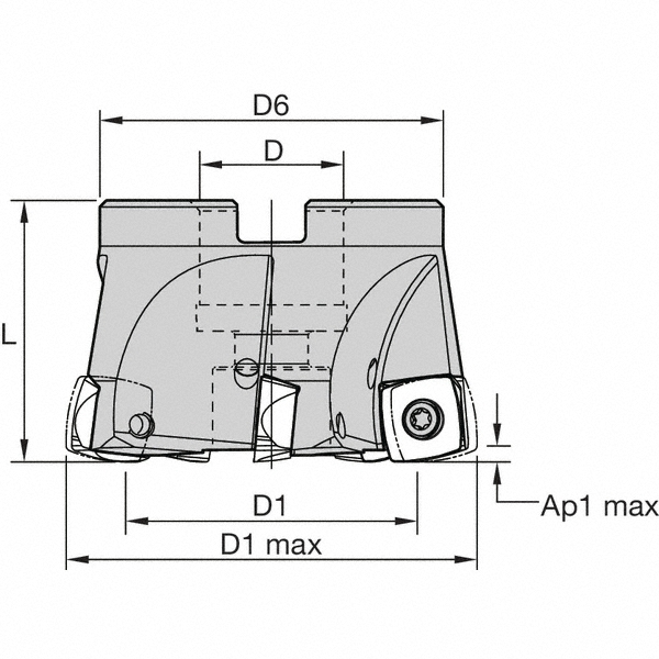 Iscar Indexable High-Feed Face Mill: 1.61 to 2" Cut Dia, 0.75" Arbor Hole - 3105715
