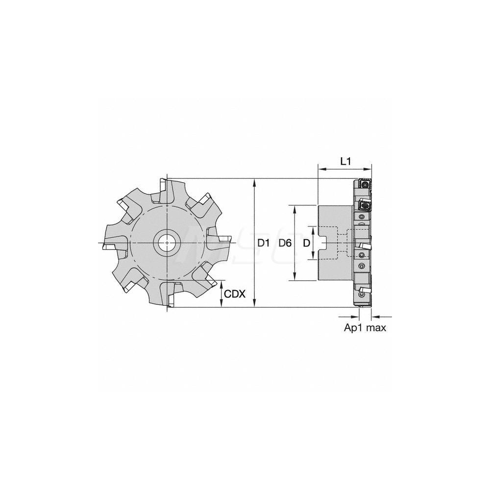Kennametal Indexable Slotting Cutter: 11.71 mm Cutting Width, 125.00 mm Cutter Dia, 31.91 mm Depth of Cut, 31.91 mm Depth of Cut, Right Hand - 2443450