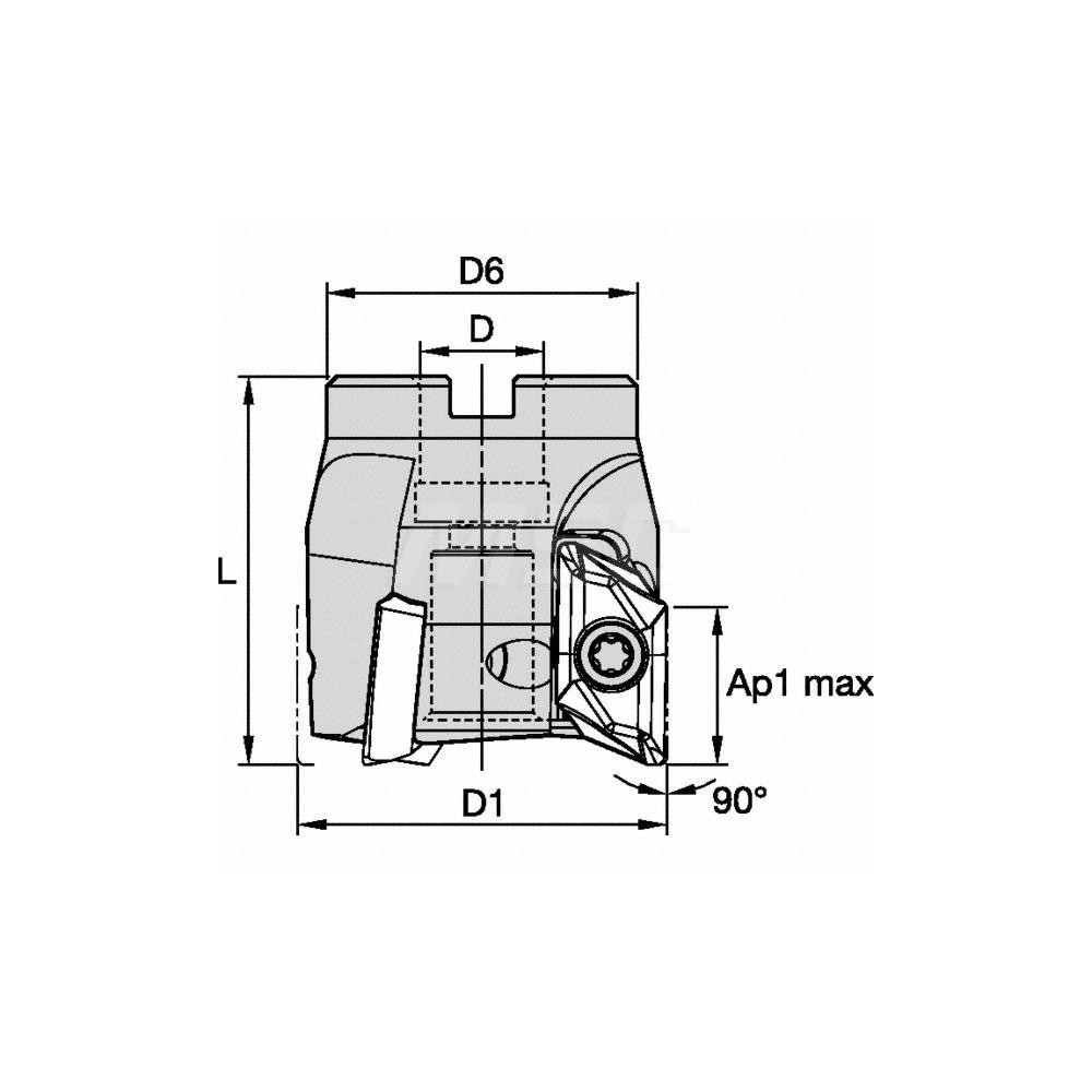Kennametal 80mm Cut Dia, 27mm Arbor Hole Dia, 16mm Max Depth, Indexable Square-Shoulder Face Mill - 5673616