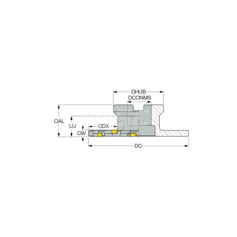 Iscar Indexable Slotting Cutter: 12.00 mm Cutting Width, 160.00 mm Cutter Dia, Shell Mount B Connection, 44.00 mm Depth of Cut, 44.00 mm Depth of Cut, 40.00 mm Shank Dia - 3102449