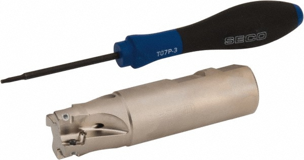 Seco Indexable Square-Shoulder End Mill: R217.69-01.00-3-10-4A, 1" Cut Dia, 0.354" Max Depth of Cut, 1" Dia Weldon Flat Shank - 02772713