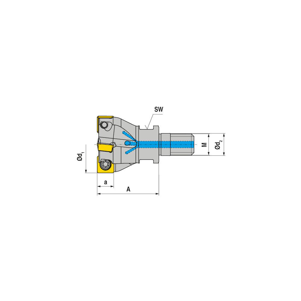 Ceratizit Indexable Square-Shoulder End Mill: G490.25.R.03-09, 25 mm Cut Dia, 8 mm Max Depth of Cut, 12 mm Dia Modular Connection Shank - 50726025