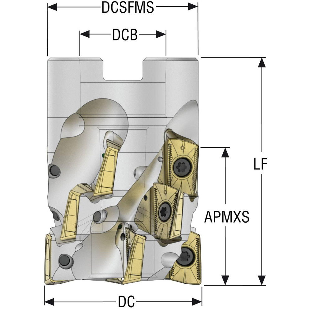Seco Indexable Square-Shoulder Face Mill:  R220.6902.501.69XO164A,  2-1/2'' Cut Dia,  1.0000" Arbor Hole Dia,  1.6930" Max Cutting Depth - 10067019
