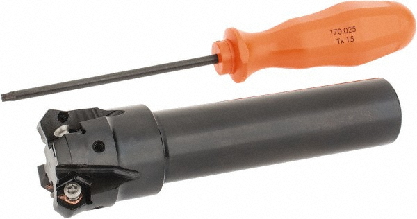 Sandvik Coromant 1.02" to 1.469" Cut Dia, 25.4mm Shank Dia, Indexable & Chamfer End Mill - 6536286