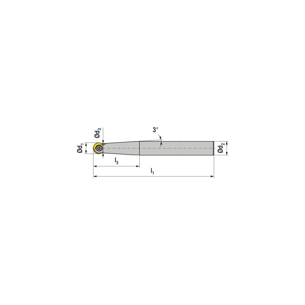 Ceratizit Indexable Ball Nose End Mill: 10 mm Cut Dia, Solid Carbide, 39.5 mm OAL - 56130101