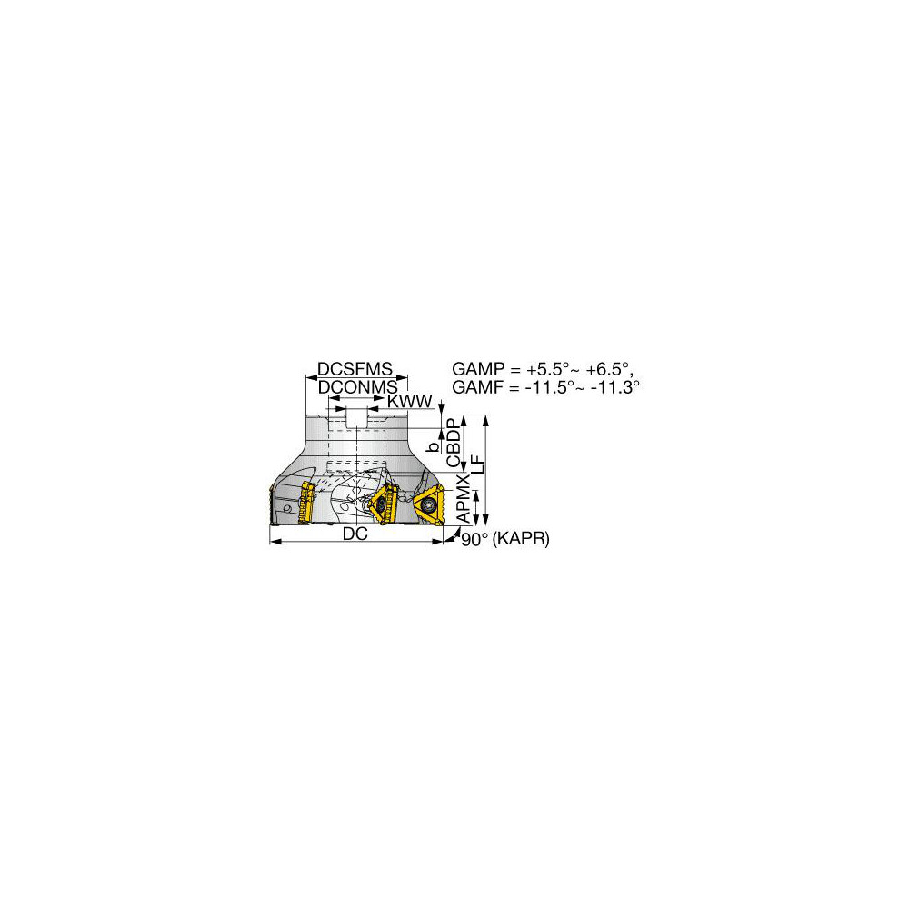 Tungaloy 50mm Cut Dia, 22mm Arbor Hole Dia, 16mm Max Depth, Indexable Square-Shoulder Face Mill - 6735574