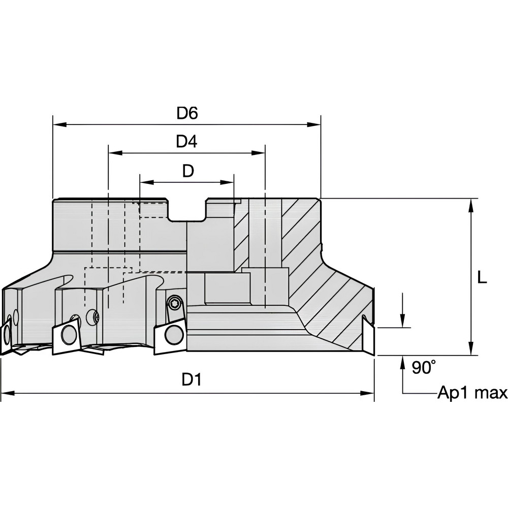 Kennametal 80mm Cut Dia, 27mm Arbor Hole Dia, 9.5mm Max Depth, Indexable Square-Shoulder Face Mill - 1758495