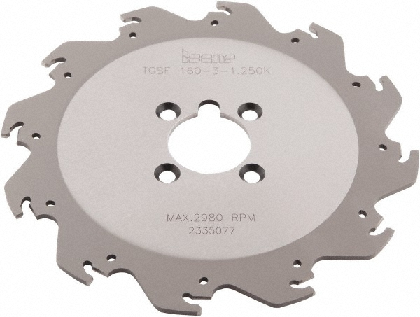 Iscar Indexable Slotting Cutter: 0.1180" Cutting Width, 6.3000" Cutter Dia, Arbor Connection, 2.0500" Depth of Cut, 1.2500" Hole Dia, 1.2500" Shank Dia - 2302609