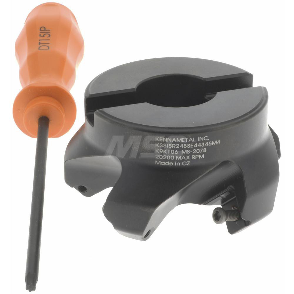 Kennametal 62.99mm Cut Dia, 1" Arbor Hole, 6.6mm Max Depth of Cut, 45° Indexable Chamfer & Angle Face Mill - 1817869
