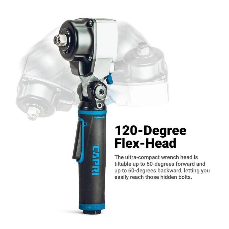 Capri Tools 220 ft./lbs. 3/8 in. Flex-Head Air Angle Impact Wrench - CP33200