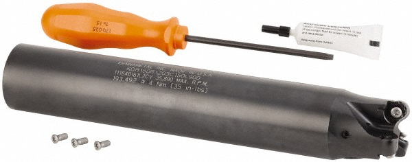 Kennametal Indexable Copy End Mill: 1.26" Cut Dia, 0.1969" Max Depth of Cut - 5152683