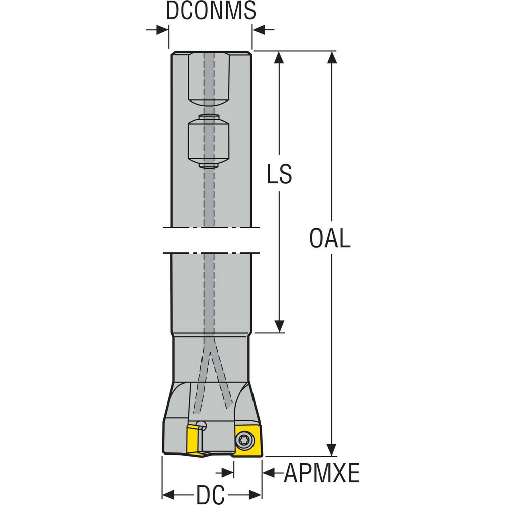 Seco 87° Lead Angle, 40mm Min Cut Dia, 11mm Max Depth of Cut, Indexable Chamfer & Angle End Mill - 00097787