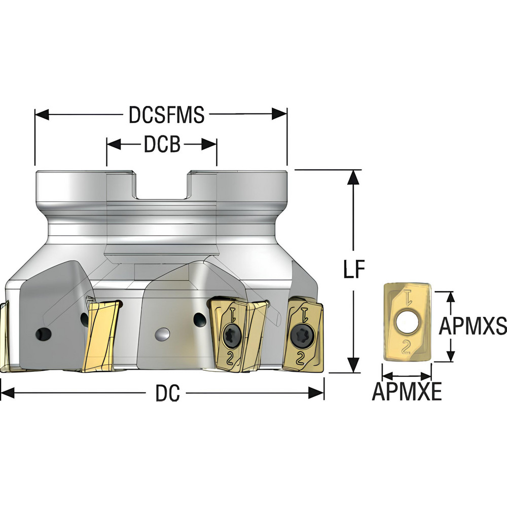 Seco Indexable Square-Shoulder Face Mill:  R220.64-0080-ZO16-6A,  27.0000" Arbor Hole Dia, - 03290243