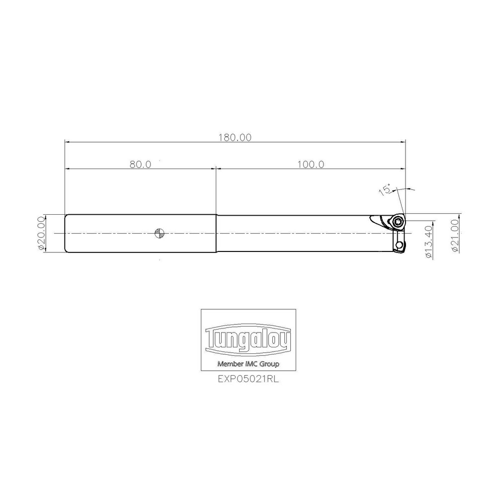 Tungaloy Indexable High-Feed End Mill: EXP05021RL, Cylindrical Shank - 6817109