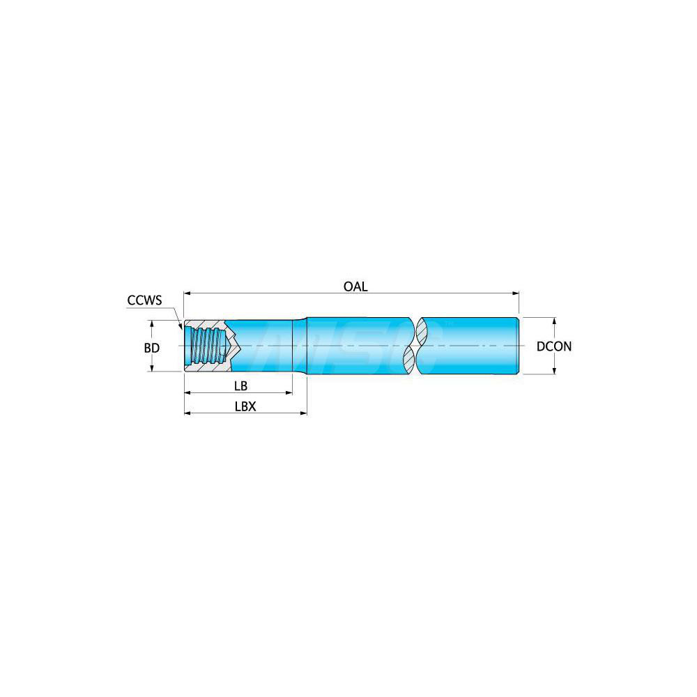 Ingersoll Cutting Tools Replaceable Tip Milling Shank: Series Chip Surfer, 2.45" Projection, 1/2" Cylindrical Shank - 2927975
