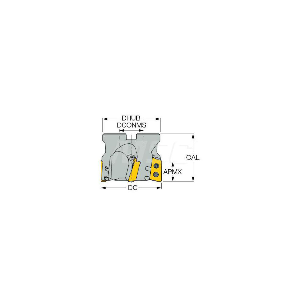 Iscar 2" Cut Dia, 3/4" Arbor Hole Dia, 0.827" Max Depth, Indexable Square-Shoulder Face Mill - 3103492