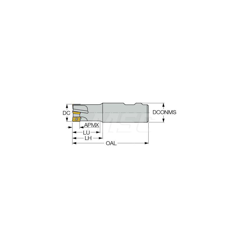 Iscar Indexable Square-Shoulder End Mill: HM90 E90AD-D32-3-C32, 32 mm Cut Dia, 14.3 mm Max Depth of Cut, 32 mm Dia Cylindrical Shank - 3101864