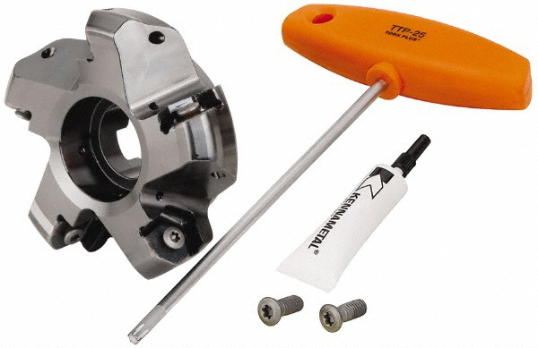 Kennametal 4" Cut Dia, 1-1/4" Arbor Hole, 3.5mm Max Depth of Cut, 43° Indexable Chamfer & Angle Face Mill - 3093637