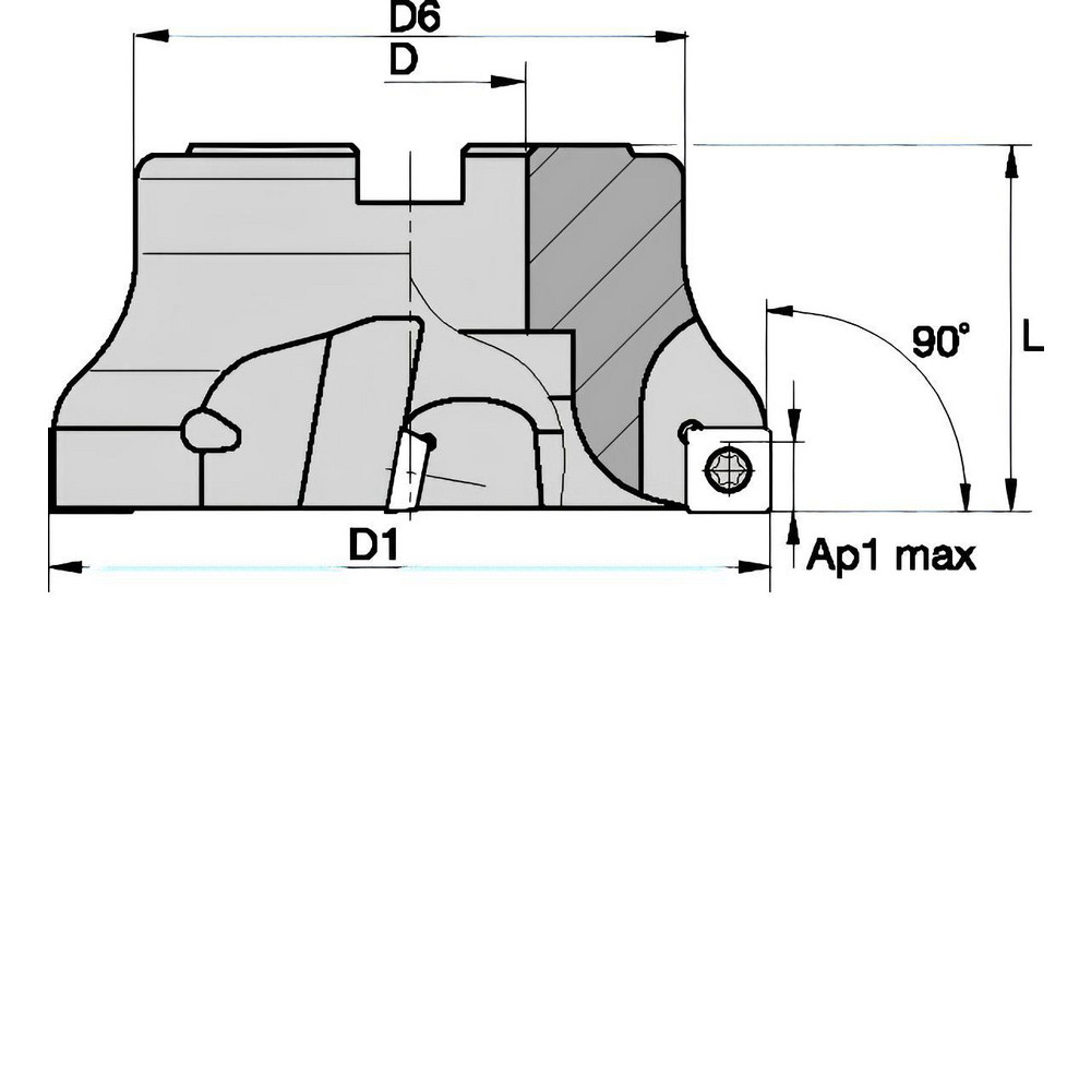 Kennametal 50mm Cut Dia, 22mm Arbor Hole Dia, 6.57mm Max Depth, Indexable Square-Shoulder Face Mill - 1981677