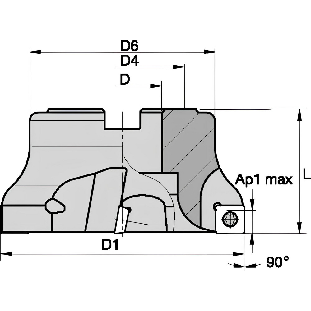 Kennametal 50mm Cut Dia, 22mm Arbor Hole Dia, 9.17mm Max Depth, Indexable Square-Shoulder Face Mill - 1926939