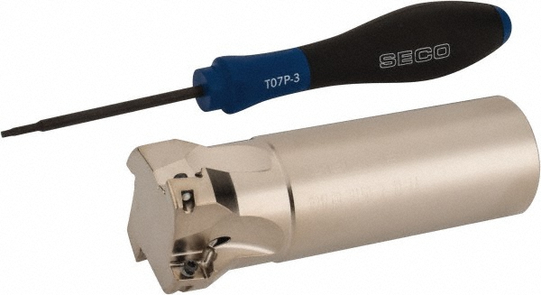Iscar Indexable Square-Shoulder End Mill: HPE90ATD1.503W1.2519, 1-1/2" Cut Dia, 0.709" Max Depth of Cut, 1-1/4" Dia Weldon Flat Shank - 3104318