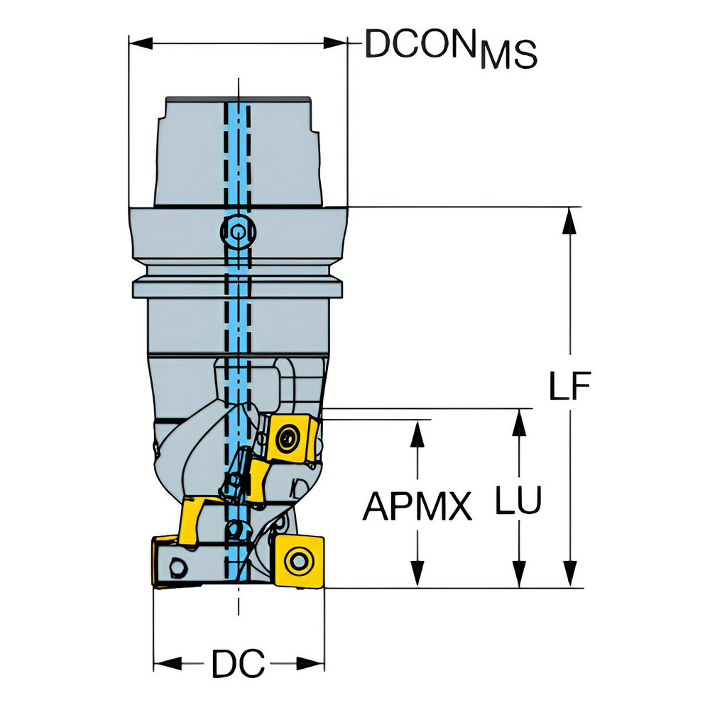 Sandvik Coromant 63mm Cut Dia, 125mm Arbor Hole Dia, 105mm Max Depth, Indexable Square-Shoulder Face Mill - 5774450