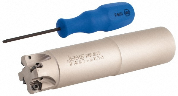 Iscar 30° Lead Angle, 0.6102" to 0.9843" Cut Dia, Indexable & Chamfer End Mill - 3106352