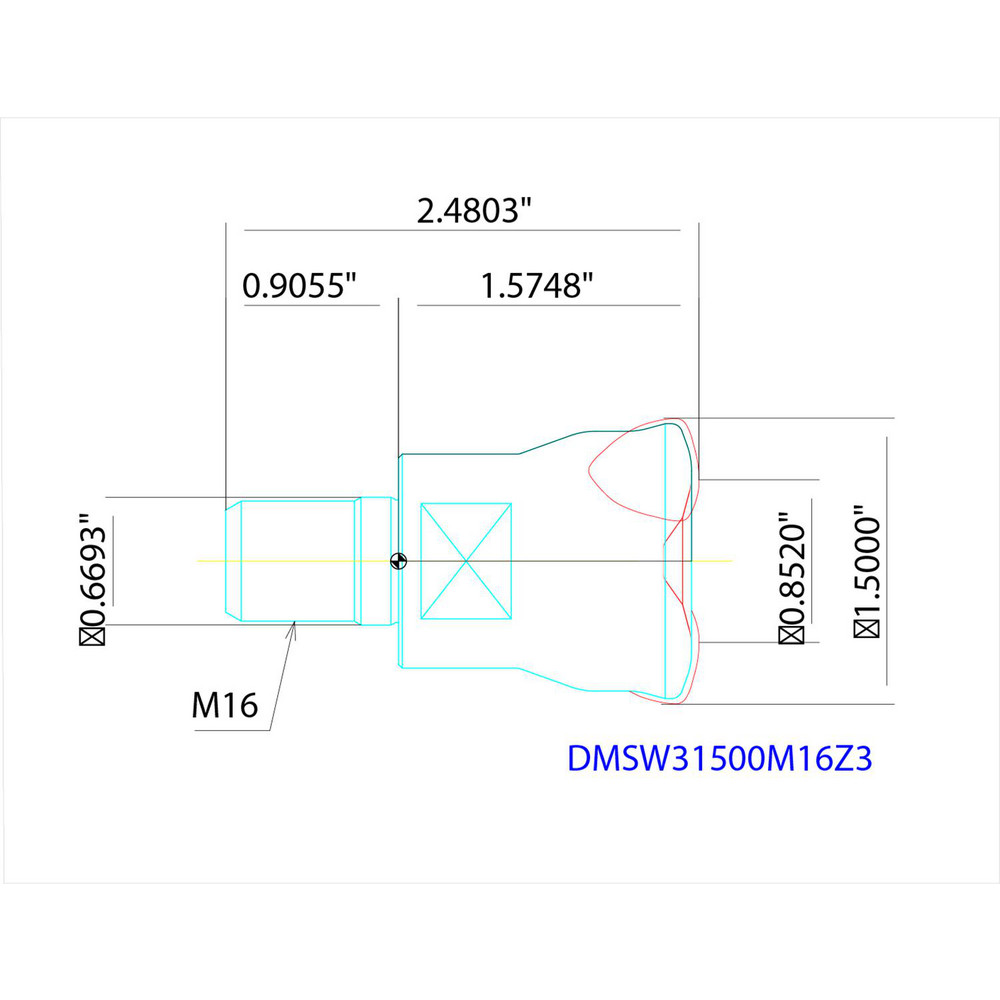 Sumitomo Indexable High-Feed End Mill: DMSW31500M16Z3, 1-1/2" Cut Dia, Modular Connection Shank - 2900W83