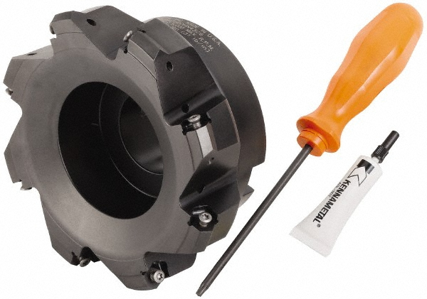 Kennametal 5" Cut Dia, 1-1/2" Arbor Hole, 4.45mm Max Depth of Cut, 30° Indexable Chamfer & Angle Face Mill - 4136399