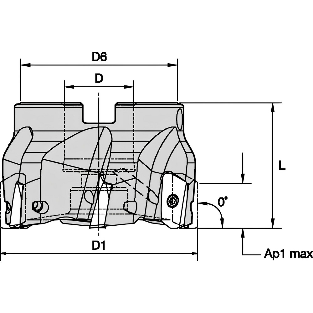 Kennametal 2-1/2" Cut Dia, 3/4" Arbor Hole Dia, 14.22mm Max Depth, Indexable Square-Shoulder Face Mill - 2624254
