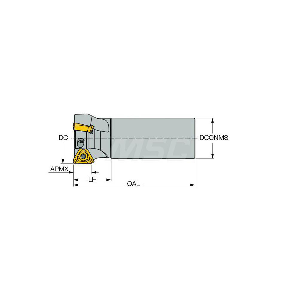 Iscar Indexable Square-Shoulder End Mill: HM390ETCD.625-2W625-07, 5/8" Cut Dia, 0.2" Max Depth of Cut, 5/8" Dia Weldon Flat Shank - 3106936