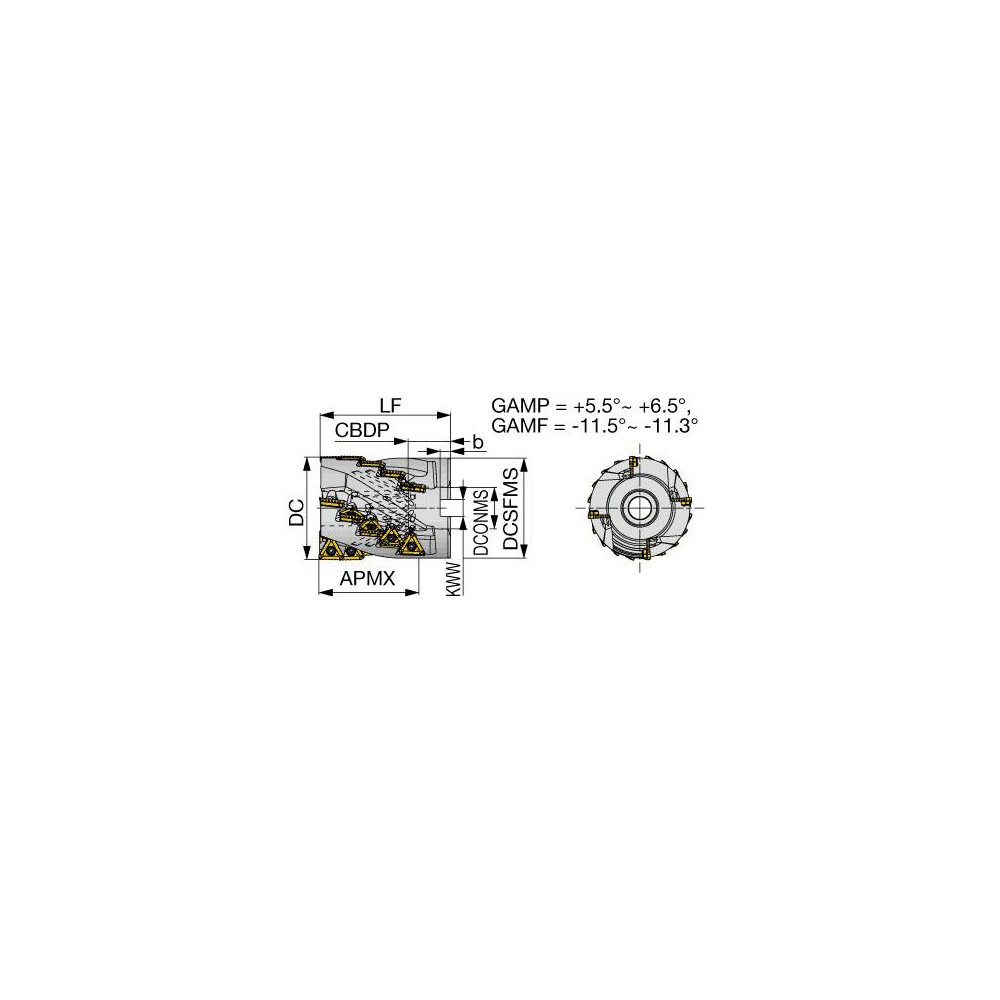 Tungaloy 2-1/2" Cut Dia, 1" Arbor Hole Dia, 2.402" Max Depth, Indexable Square-Shoulder Face Mill - 6735572