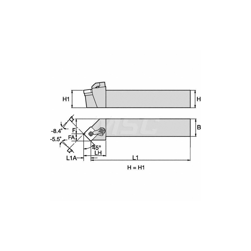 Kennametal Indexable Turning Toolholder: MSSNL164D, Clamp & Screw - 1096048