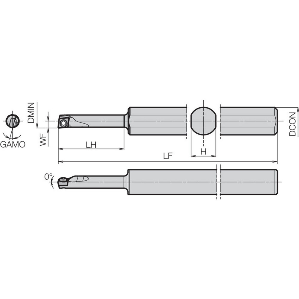 Kyocera Indexable Boring Bar: S10HSCLCL0408AE, 8.00 mm Min Bore, Left Hand, 10.00 mm Shank Dia, Steel - THC11623