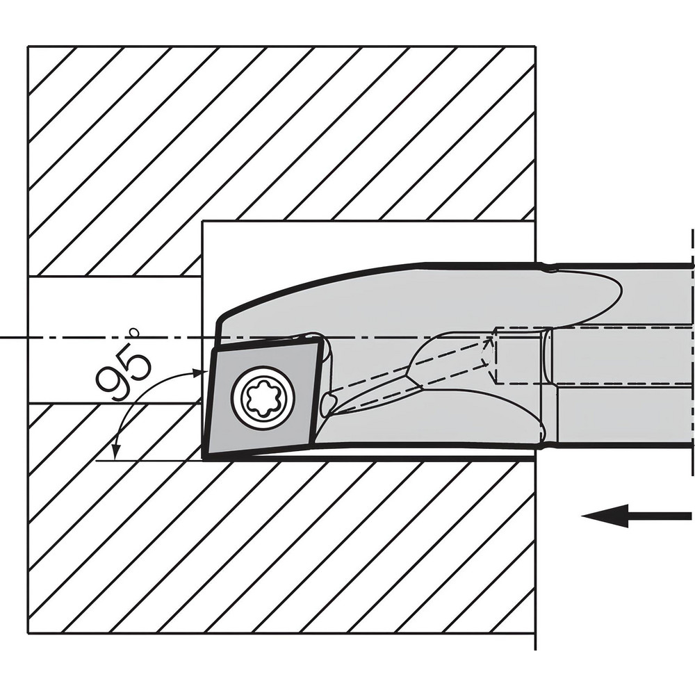 Kyocera Indexable Boring Bar: S10HSCLCL0408AE, 8.00 mm Min Bore, Left Hand, 10.00 mm Shank Dia, Steel - THC11623