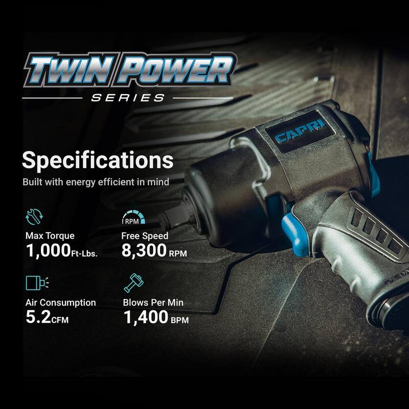 Capri Tools 1000 ft. lbs. 1/2 in. Twin Power Air Impact Wrench - CP35205