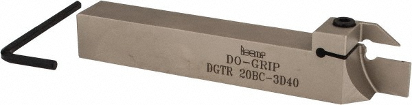 Iscar Indexable Grooving-Cutoff Toolholder: DGTR20BC3D40, 3 to 3.18 mm Groove Width, 20 mm Max Depth of Cut, Right Hand - 2301771