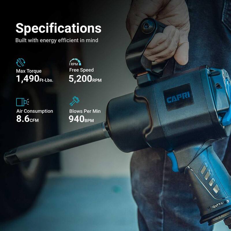 Capri Tools 1490 ft./lbs. 3/4 in. Twin Power Air Impact Wrench with 6 in. Extended Anvil - CP35210-6