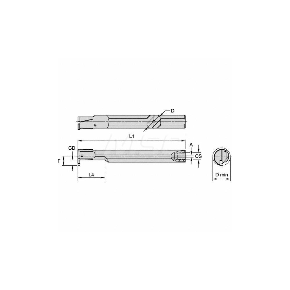 Kennametal Indexable Boring Bar: A10MEVEMR0307I, 20 mm Min Bore Dia, Right Hand Cut, 5/8" Shank Dia, Steel - 5954291